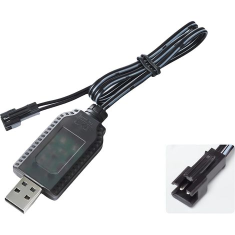 USB Chargeur Câble RC Universel avec connecteur SM-2P Plug pour NIMH NICD Batterie (4-8S) 4.8V 6V 7.2V 8.4V 9.6V, Compatible Voiture RC Bateau Drone Avions RC (6V) (1/5)
