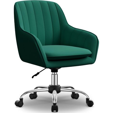 Authmic-Chaise de Bureau à roulettes réglable, Fauteuil de Bureau,Chaise de Bureau Ergonomique, Siège Pivotant, Réglable en Hauteur, Capacité 150 kg,velours, pour Bureau, Chambre,vert