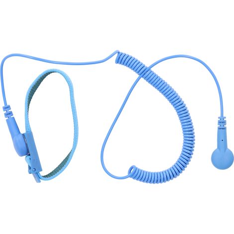 Bracelet antistatique réutilisable pour électricien avec fil de mise à la terre, cordon long extensible, bleu (1/5)