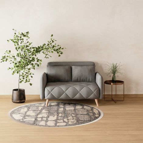 Tapis en jute Tapis Alistair - 200x200cm, Round - 100% Jute - Tissé main - Noir