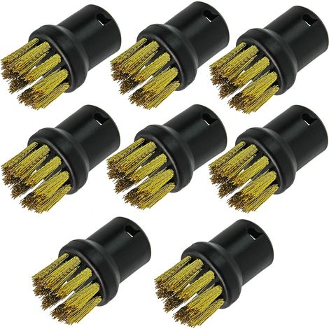 Juego de 8 cepillos de limpieza de alambre de latón con boquilla para limpiadora a vapor compatible con Karcher (1/4)