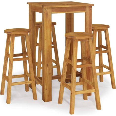 Maison Exclusive - Mesa y taburetes altos de jardín 5 pzas madera