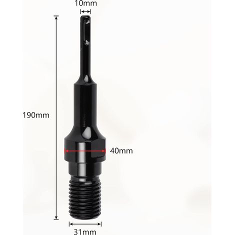 Adaptador SDS PLUS para broca de diamante UNC de 1 1/4", adaptador de broca de 19 cm. (1/4)