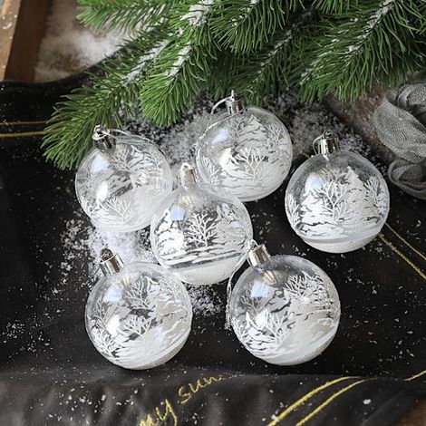 pendentifs boules de Noël transparentes en forme de neige (1/5)