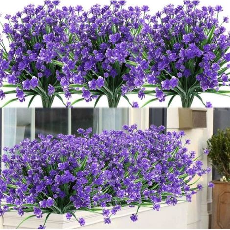 SABIR 8 Bundles Fleurs Artificielles Artificielles Arbustes Extérieurs Plantes Résistantes Aux UV Faux Plastique Verdure Pour Plantes Suspendues D'intérieur Jardin Porche Fenêtre Boîte Maison Mariage (1/4)