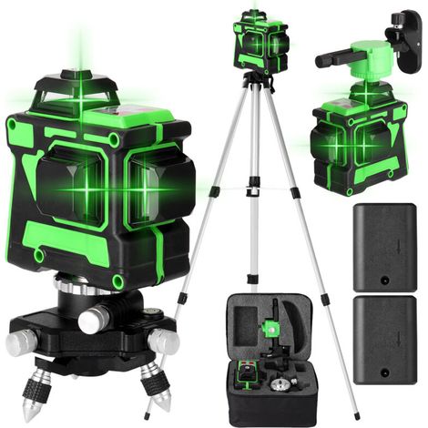 3D Laser Level Tool with 12 Self-Leveling Lines, Horizontal and Vertical Lines, with 1.2M Adjustable Alloy Extension Bar Tripod Stand (3 Heights), and Wall Mount (1/5)