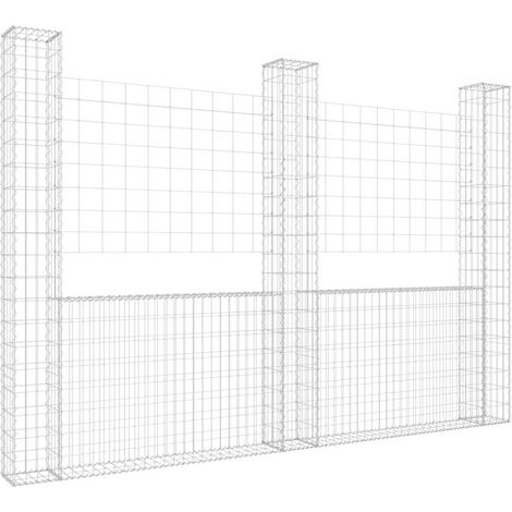 Maison Exclusive - Gabionenkorb U-Form mit 3 Säulen Eisen 260x20x (1/5)