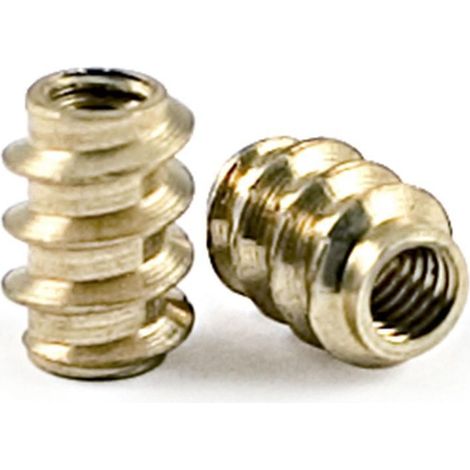 tuerca embutir laton rosca madera d6-8 m4 ideal para pomos y tiradores de madera.