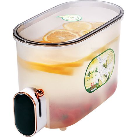 Bouilloire à eau froide avec robinet, carafe à eau en plastique alimentaire, théière à fruits, seau à limonade, récipient pour boisson au réfrigérateur (1/5)
