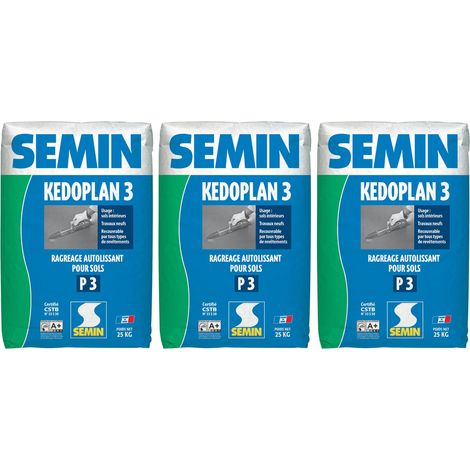 Enduit de Ragréage Autolissant Semin - Kedoplan 3 - Sol Intérieur - sac de 25 kg (lot de 3)