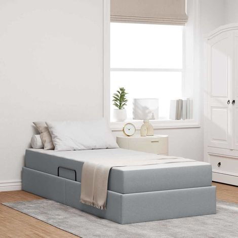 vidaXL Lit avec rangement et matelas Gris clair 100 x 200 cm Polyester (1/5)