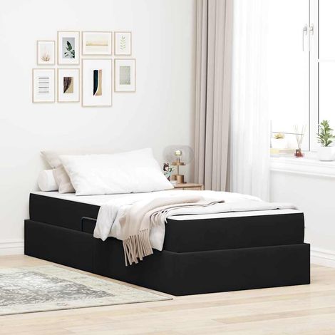 Aufbewahrungsbett mit Matratze Schwarz 90 x 200 cm Samt (1/5)