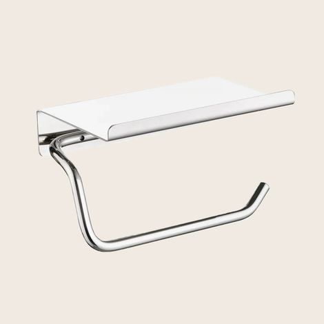 Exagonshop Portarotolo con mensola nichel spazzolato Minimal
