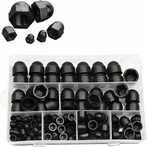 SHINING HOUSE 145 piezas de tapas de plástico para tornillos, tapas de tornillos, protección para tuercas, tornillos hexagonales negros, protecciones para tornillos hexagonales M4 M5 M6 M8 M10 M12 (1/5)