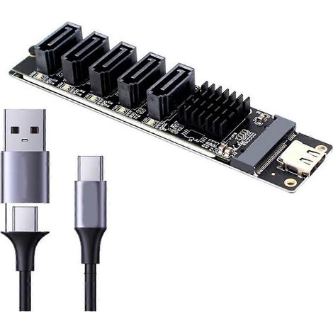 Carte adaptateur convertisseur USB 6 Gbit/s USB 10G vers SATA 3.0 à 5 ports JM575+JMS580 pour extension de disque dur SSD SATA (1/5)