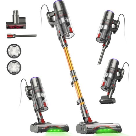 Aspirateur Balai avec Fil, 65Kpa/600W Aspirateur sans Sac Puissant, Brosse Matelas, 1,3KG Léger, Câble 7M, 1,5L, Brosse Anti-Enroulement & Autoportante pour Tapis, Sols, Poils d’Animaux (1/5)