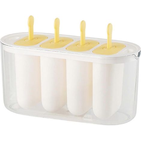 Moule alimentaire pour congélateur, ustensile de cuisine, démoulage facile, durable, démontable, avec pare-gouttes, support pour bricolage et enfants, jaune. (1/4)