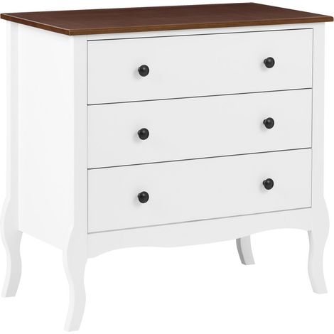 Chest of Drawers White MDF Cabriole Legs French Shabby Chic Farmhouse Style NUNDLE (1/5)