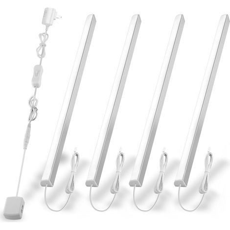Eclairage LED pour Vitrine : Lot de 4 Barres 31cm en V, 1200lm, 12W, Blanc 6000K - Parfait pour Armoires. (1/5)