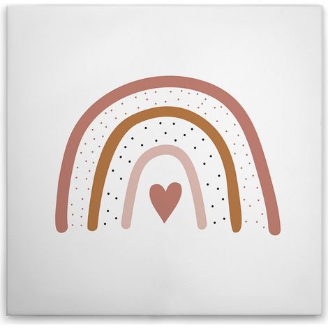 Leinwandbild Kinderzimmer Regenbogen Rosa M1-No.51610 - Kunstdruck auf Leinwand in Weiß Braun - Wandbild 30 x 30 cm (1/5)