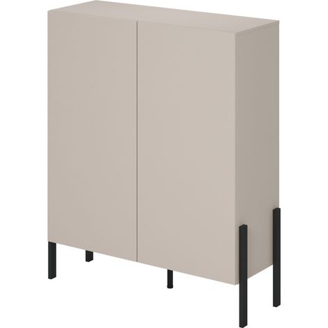 Armadio SALMA 2 porte push-to-open – beige & nero opaco, 114×135×40 cm