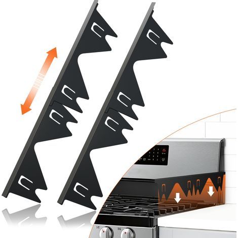 Lot de 2 couvre-joints de cuisinière en acier inoxydable - Kit de garniture de cuisinière - Protection de cuisinière pour four de cuisine - Facile à nettoyer - Résistant à la chaleur - Longueur (1/5)