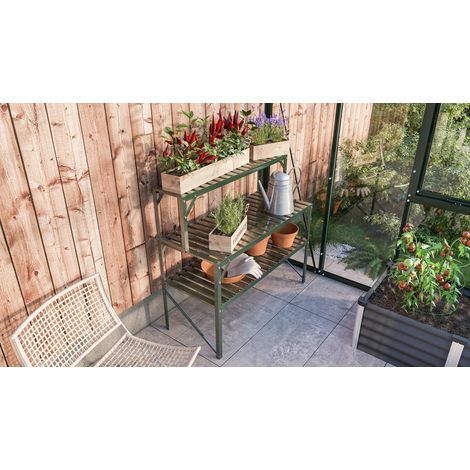 Vitavia Pflanztisch für Gewächshäuser, smaragd grün, 120 x 52 x 76 cm, 2 Ebenen