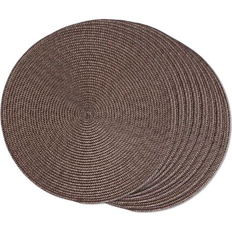 Ecleanfy - Ensemble de 8 sets de table en PP, lavables, antidérapants, résistants à l'usure, 38 cm de diamètre, couleur café.