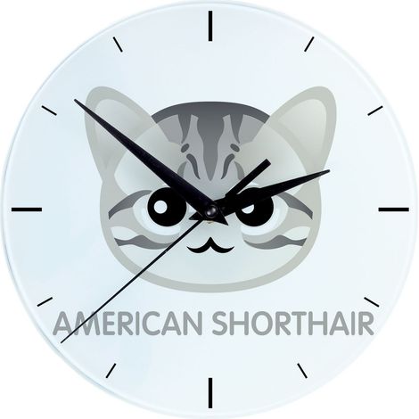 American Shorthair - MDF-Uhr mit Grafik und Beschriftung von Art-Dog (1/4)