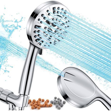 Vakuum-Pommeau de douche portatif filtré haute pression, 8 modes de pulvérisation, combinaison de 2 modes de jet pour nettoyer les carreaux de baignoire (1/5)