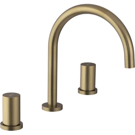 Sapho Ultratap - Grifo para lavabo, instalación de 3 orificios, dorado mate UT017TG (1/2)