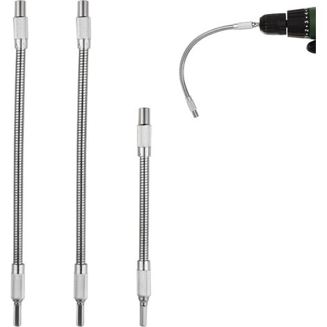 3 Pièces Rallonges Flexibles de Foret, Porte-Embout Flexible Tournevis Flexible 1/4"" Tige Hexagonale pour Tournevis Perceuse Electronique 200mm et 300mm (1/5)
