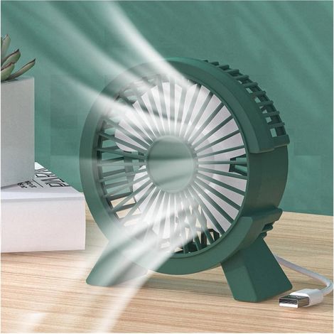 Ventilador de Mesa USB 5V Silencioso, Diseño Compacto con Base Antideslizante de Goma, Plástico PP Verde – Ideal para Oficina y Dormitorio (1/4)