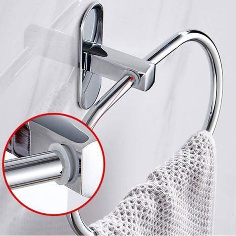 Porte-serviettes, porte-serviettes rond, porte-serviettes de salle de bain en acier inoxydable, porte-serviettes autocollant (1/4)