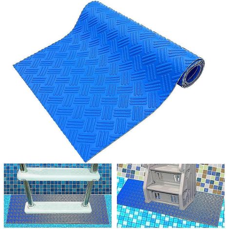 Échelle de piscine, tapis de marche épais et antidérapant pour piscines hors sol et enterrées, bleu, 60 x 23 cm (1/5)