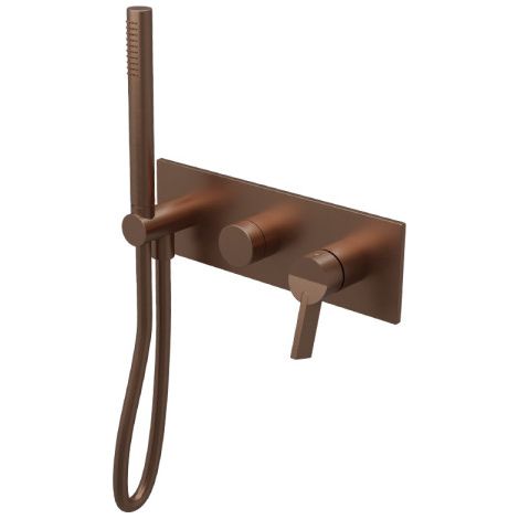 Facade Mitigeur Bain Douche 2 Sorties Piega Or Rose Brosse Pvd - CRISTINA ONDYNA PA60234I