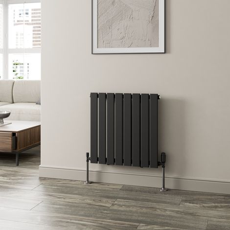Black Flat Panel Designer Radiator Vertical Horizontal 600 x 604mm Single Panel