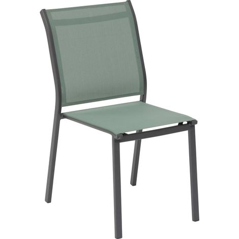 Stapelbarer Gartenstuhl ESSENTIA Olivgrün & Graphit - Epoxidbeschichtetes Aluminium - Texalin