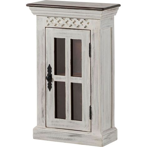 Hängeschrank Mango / Akazie 44x20x70 weiß gewachst CASTLE-ANTIK 113