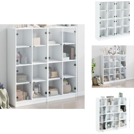 Bibliothèque avec portes blanc 136x37x142 cm bois d'ingénierie - Bibliothèque Blanche - Meuble Rangement - Étagères - Armoire - Buffet (1/5)