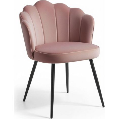 Sillas Comedor - Silla Blume Terciopelo Patas Negras - Rosa (1/5)