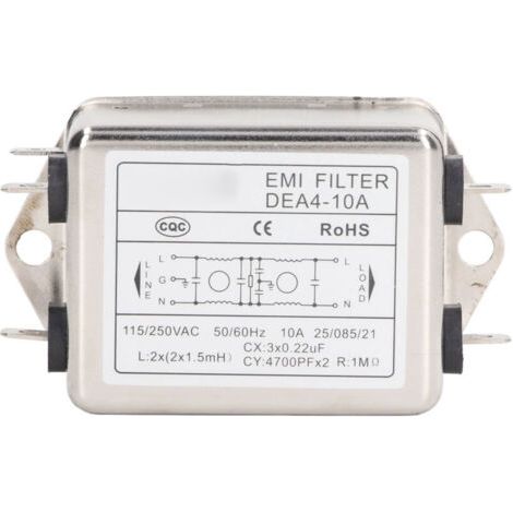 Filtre De Ligne Électrique Suppresseur De Bruit Filtre d'Alimentation Emi Suppresseur De Bruit Purificateur Audio Ac Monophasé Ac115v/250v 50/60hz 10a Type De Puce (1/4)