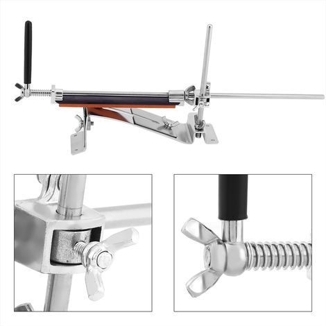 Affûteur de couteaux de cuisine en acier inoxydable, système d'affûtage à angle fixe avec 4 pierres à aiguiser, outil professionnel pour couteaux de chef. (1/5)