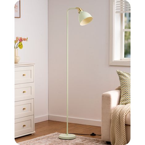 Lampadaire industriel – Style rétro abat-jour métal – Tête réglable, douille E27 – Ampoule LED incluse – Couleur vert clair (1/5)