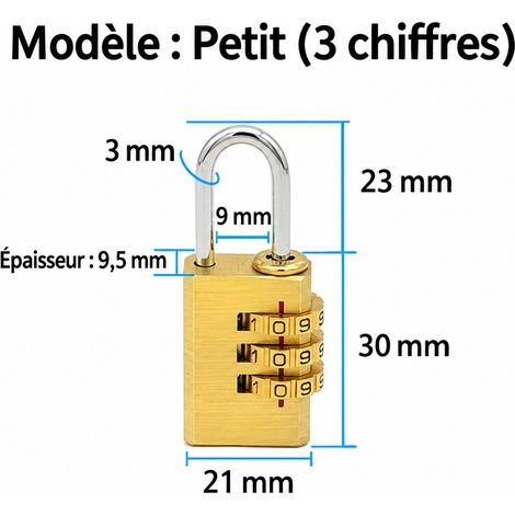 Cadenas à combinaison 3 chiffres en laiton petit format étanche antirouille 3 réf 2771 1 g – Livraison gratuite