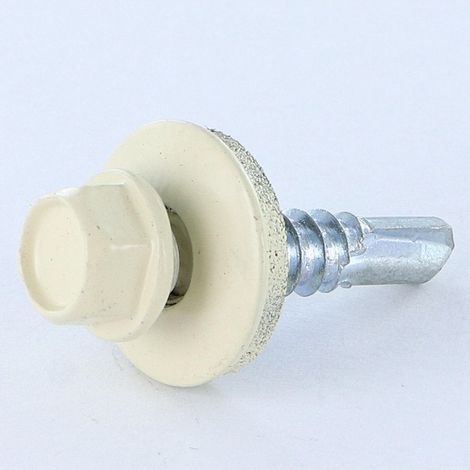 Vis autoperceuse Tête hexagonale TH 5.5X25 Rondelle d"étanchéite avec joint néoprene EPDM Acier zingué RAL1015-400 pièces (1/5)