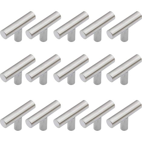 15 Pack Poignées de Meuble Nickel Brossé pour Armoires - Boutons de Tiroir Métal pour Cuisine, Placard, Bureau - Poignées de Tiroir 50mm (2in Longueur Totale) (1/5)