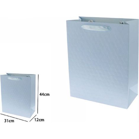 Set 2 Sacs Enveloppes Cadeau Acheteur Bleu Gravé à La Main Tissu 44x31x12cm 69928