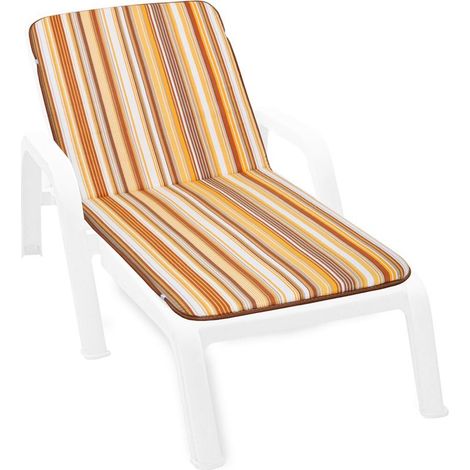 Coussin de Transat Pliant Douce Housse de Place Chaise longue Motif Rayé - Jaune (1/5)