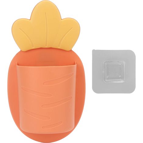 Boîte de rangement murale orange, design creux robuste, grande capacité de charge, compacte et facile à installer pour salle de bain. (1/5)